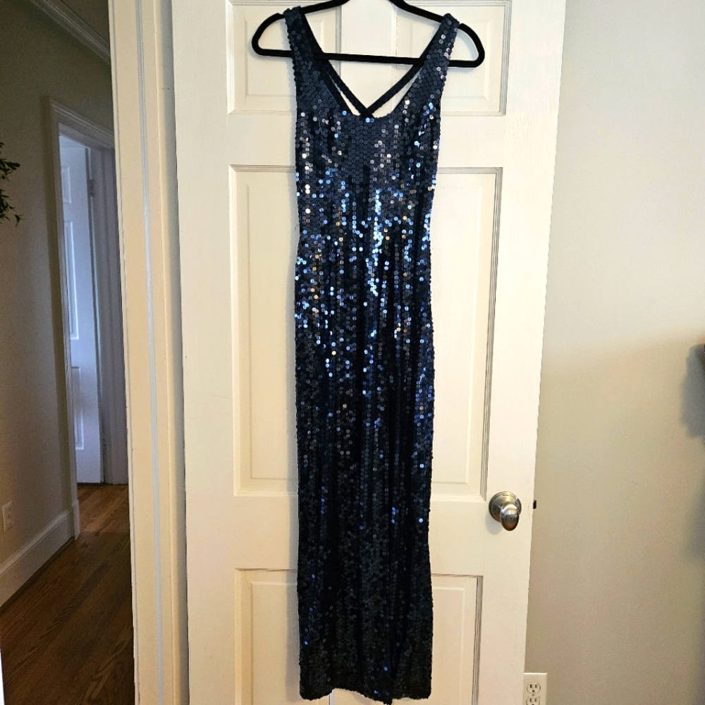 Niteline Navy Long Sequin Formal Dress Size 2